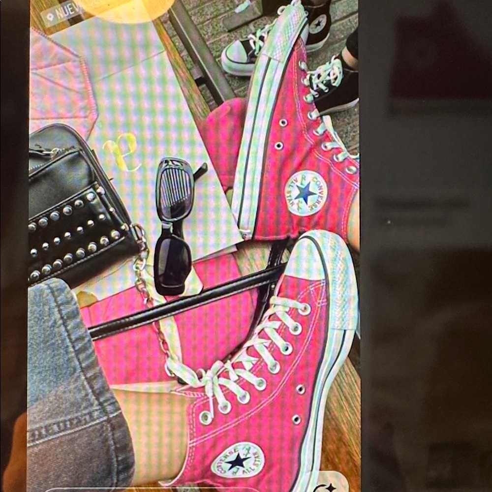 CONVERSE All Star 7.5 Hot Pink-White woman vibrant playful high top sneaker